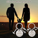 Haooryx 6Pcs Parents’ Keychain Gifts Set, Stainless Steel Key Chain Rings with Gift Bags Greeting Card for Mother’s Day Father’s Day Gifts Mom and Dad Papa Birthday Gift from Daughter Son Kids