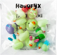 Haooryx 20PCS Glow in The Dark Easter Rubber Duckies Toys Novelty Squeeze Bunny Egg Shaped Bathtub Ducky for Kids Spring Easter Basket Stuffers Baby Shower Party Favors Class Rewards Gift Supplies