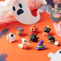 Haooryx 32PCS Halloween Themed Push Pins Decorations Funny Pumpkin Ghost Black Cat Halloween Decorative Pushpin Resin Thumb Tacks for Cork Board Photo Wall Bulletin Board School Thumbtack Supplies