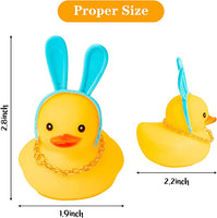 Haooryx 5 Pack Rubber Duck Car Duck Decorations Dashboard Car Ornaments, Party Theme Novelty Squeeze Yellow Duckies with Headgear Gold Chain Novelty Squeak Gift for Kids Teens Adults Birthday Party