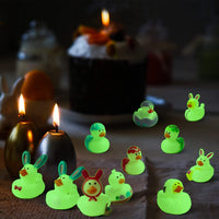Haooryx 20PCS Glow in The Dark Easter Rubber Duckies Toys Novelty Squeeze Bunny Egg Shaped Bathtub Ducky for Kids Spring Easter Basket Stuffers Baby Shower Party Favors Class Rewards Gift Supplies