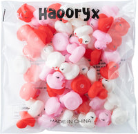 Haooryx 60PCS Valentine Mini Rubber Duckies Novelty Valentines Love Heart Duckies Party Decorations Red Pink Small Rubber Ducky Bath Toys for Kids Baby Shower Classroom Exchange Gifts Giveaways Treats