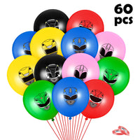 HAOORYX 60Pcs Power Hero Balloons Kit Party Supplies, 12'' Rangers Ninja Steel Latex Balloons Super Hero Theme Parties Decorations Favors for Baby Shower Kids Birthday Party Room Decor