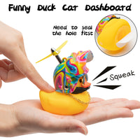 Haooryx 3Pcs Camouflage Rainbow Rubber Duck Toy Car Ornaments Helmet Yellow Duck Car Dashboard Decorations Set, Camouflage Series Rubber Ducks with Propellers Glasses Gold Chain for Kids Adults Gift