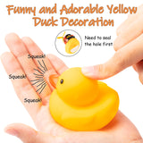 Haooryx 3 Pack Cute Rubber Duck Toys Car Ornaments Cool Glasses Yellow Ducks Car Dashboard Decoration Kit, Animal Series Helmet Ducks with Propellers Glasses Gold Chain for Adults, Teens, Kids Gift