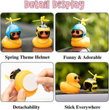 Haooryx 3 Pack Spring Theme Print Rubber Ducks Toys Car Ornaments, Yellow Ducky Car Dashboard Decoration Pink Blue Daisy Bee Helmet Duck with Propeller Funny Squeak Toys Gift for Kids Adults