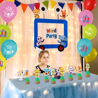 Haooryx 48Pcs Word Party Birthday Party Decorations Supplies- Happy Birthday Banner, 12" Latex Balloons, Word Party Cake Topper Cupcake Toppers, Table cover for Baby Shower Theme Birthday Party Favor