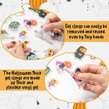 Haooryx 20Pcs Halloween Pumpkin House Gravestone Thick Gel Clings, Halloween Window Gel Clings Decals Stickers for Kids Toddlers and Adults Halloween Party Home Airplane Classroom Nursery Decoration