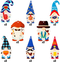 Haooryx 25PCS Happy Father's Day Gnome Wood Hanging Ornaments Blue Swedish Tomte Gnome Elf Wooden Pendants with Rope Dad Papa Grandfather Birthday Party Decorations Father Gift Home Decor Supplies