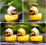 Haooryx 3 Pack Easter Rubber Duck Toys Car Ornaments, Yellow Duck Car Dashboard Decoration Bunny Chick Egg Print Helmet with Propeller Squeak Duck Toys Easter Basket Stuffer for Kid Adult