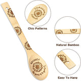 Haooryx 5Pcs Teacher Appreciation Sunflower Theme Bamboo Spoons Utensil Set, Non-Stick Carve Burned Bamboo Cookware Kitchen Gadget Kit for Teacher Appreciation Gift Teachers Day Back to School Present