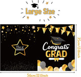 Haooryx 2022 Graduation Large Signature Guest Book Board Congrats Grad Congratulations Greeting Card for Class of 2022 Student Graduation Party Supplies Personalized Sign Decoration (Black and Gold)