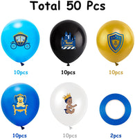 Haooryx 50Pcs Royal Prince Balloons Party Decorations for Baby Boy, 12 inches Latex Balloon with Ribbon for Boys Baby Shower Decor Prince Royal Blue and Gold Birthday Party Decoration Favor Supplies