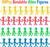 Haooryx 36Pcs Bendable Alien Figures Stretchy Alien Toy Set Stress Relief Fidget Toys for Boys Girls Alien Party Favors Birthday Party Favor Goodie Bag Stuffers Pinata Fillers School Classroom Rewards