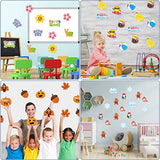 Haooryx 120Pcs Spring Summer Fall Winter Classroom Cutouts Bulletin Board Set, Seasonal Classroom Decoration Paper Cut-Outs Blackboard Border Trim for School Classroom Whiteboard Window Wall Decor