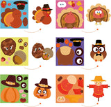 Haooryx 300PCS Thanksgiving Make A Face Stickers Scene Roll Make A Turkey Sticker Mix and Match DIY Autumn Pumpkin Acorns Art Craft Stickers for Kid Halloween Fall Party Classroom Sticker Game Favors