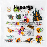 Haooryx 20Pcs Halloween Pumpkin House Gravestone Thick Gel Clings, Halloween Window Gel Clings Decals Stickers for Kids Toddlers and Adults Halloween Party Home Airplane Classroom Nursery Decoration