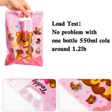 Haooryx 50pcs Pink Bear Party Favor Bags Girls Birthday Party Goodie Bag Plastic Candy Bags Bear Goody Gift Bag Gift Accessories Treat Bags for Kid Bear Theme Birthday Baby Shower Decorations