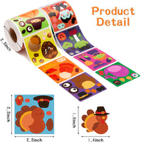 Haooryx Make Your Own Halloween Thanksgiving Sticker Scene Roll Mix and Mitch DIY Turkey Vampire Craft Sticker for Kid Thanksgiving Halloween Party Favors Craft Game School Goody Bag Rewards (2 Rolls)