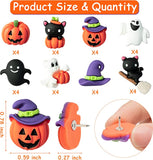 Haooryx 32PCS Halloween Themed Push Pins Decorations Funny Pumpkin Ghost Black Cat Halloween Decorative Pushpin Resin Thumb Tacks for Cork Board Photo Wall Bulletin Board School Thumbtack Supplies