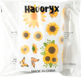 Haooryx 218 Pcs Sunflower Wall Decals Yellow Daisy Butterfly Stickers Self-Adhesive Waterproof Floral Stickers Decal Spring Summer Flowers Wall Art Decoration Party Room Bedroom Nursery Wall Decor