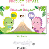 Haooryx Little Dino Gender Reveal Backdrop Banner, What Will Baby be He or She Dinosaur Theme Gender Reveal Party Photography Background Decoration Supplies Boy or Girl Baby Shower Photo Booth Props