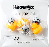 Haooryx 3 Pack Cow Print Rubber Duck Toys Car Ornaments, Farm Animal Theme Yellow Ducks Car Dashboard Decorations Black White Cow Print Helmet Duck with Propeller Squeak Toys Gift for Kids Adult