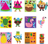 Haooryx 210Pcs Make Your Own Hawaii Stickers Scene Roll, DIY Hawaiian Make-a-Face Sticker Mix and Match Cactus Pineapple Flamingo Sticker for Kids Summer Beach Tropical Birthday Luau Party Craft Favor