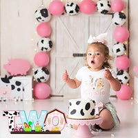 Haooryx Pink Farm Animals TWO Letter Sign Wooden Table Centerpiece, 2nd Farm Barnyard Birthday Party Sign Two Years Old Baby Girls Theme Birthday Party Decorations Baby Shower Photo Props Centerpiece