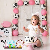 Haooryx Pink Farm Animals TWO Letter Sign Wooden Table Centerpiece, 2nd Farm Barnyard Birthday Party Sign Two Years Old Baby Girls Theme Birthday Party Decorations Baby Shower Photo Props Centerpiece