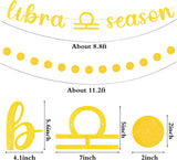 Haooryx 2PCS Libra Season Banner Gold Glitter Circle Dot Zodiac Birthday Hanging Banner September October Women Man Birthday Horoscope Astrology Party Decorations Indoor Home Wall Photo Props Supplies