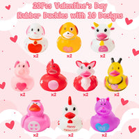 Haooryx 20PCS Animal Theme Rubber Ducks Toys Fancy Novelty Puppy Bee Duckies Party Decorations for Kids Baby Shower Classroom Exchange Gifts Birthday Party Favors Supplies