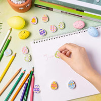 Haooryx 60pcs Easter Eggs Mini Eraser for Kids Bulk Novelty Eggs Pencil Eraser 3D Puzzle Erasers Desk Pet for Easter Spring Holiday Party Favor Student Homework Classroom Reward Supplies Gift Filler