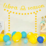 Haooryx 2PCS Libra Season Banner Gold Glitter Circle Dot Zodiac Birthday Hanging Banner September October Women Man Birthday Horoscope Astrology Party Decorations Indoor Home Wall Photo Props Supplies