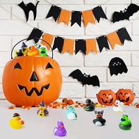 Haooryx 20PCS Halloween Rubber Duckies Toys Novelty Pumpkin Bat Wizard Shaped Yellow Ducky Decoration Bathtub Squeeze Duck for Kids School Halloween Trick or Treating Gift Goodie Filler Party Favors