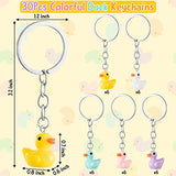 Haooryx 30Pcs Plastic Duck Keychains Duck Party Favors, Cute 3D Duck Chains Mini Ducky Pendant Accessories Gift Party Favors