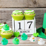 Haooryx 60PCS St Patrick Day Rubber Duckies 1.6Inch Mini Irish St. Patrick's Day Party Duck Decoration Shamrock Holiday Squeak Ducky Bath Toy Kid Birthday Baby Shower Party Favor Classroom Gift Supply