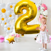Haooryx 8Pcs Giant Daisy Balloons Decoration, White Yellow Flower, Gold 2 and Stars Foil Balloon for Second Birthday Two-Year-Old Kids Boy Girl 2nd Anniversary Celebration Hippie Theme Party Supplies