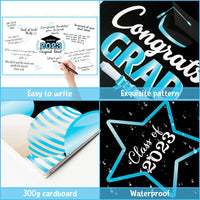 Haooryx 2023 Graduation Decorations Jumbo Greeting Card Guest Book Graduation Large Signature Guest Book Board Class of 2023 Student Graduation Party Supplies Personalized Sign Decor (Sky Blue)