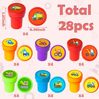 Haooryx 86Pcs Valentine's Day Exchange Classroom Construction Truck Stampers with Greeting Cards for Kids Valentines Classroom Exchange Prizes Construction Truck Party Favor Goodies Bag Stuffers