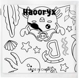 Haooryx Giant Ocean Animal Coloring Poster 4.6 x 2ft Jumbo Coloring Under The Sea Shark Turtle Poster DIY Art Drawing Sea Animal Blank Paper Banner Hug Colorable Table Cover for Kid Home School Supply