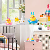 Haooryx 3 Pack Car Rubber Duck Car Duck Decorations Dashboard Car Ornaments, Novelty Squeeze Ducks with Mini Swim Ring Headgear Necklace Earphone Squeak Toys Gift for Girls Women (Princess Party)