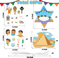 Haooryx 48Pcs Make a Passover Scene Sticker Ornament Kids DIY Passover Scene Paper Craft Hanging Ornaments Decoration for Pesach Jewish Holiday Party Supplies Passover Seder Meal Home Decor