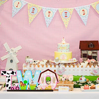 Haooryx Pink Farm Animals TWO Letter Sign Wooden Table Centerpiece, 2nd Farm Barnyard Birthday Party Sign Two Years Old Baby Girls Theme Birthday Party Decorations Baby Shower Photo Props Centerpiece