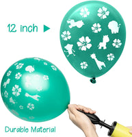 Haooryx 42Pcs Safari Jungle Animal Balloons Kit, Wild Forest Animal Turtle Leaves Print Latex Balloons for Tropical Jungle Theme Party Decoration Girls Birthday Party Baby Shower Supplies Photo Prop