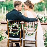 Haooryx Wedding Bride and Groom Chair Signs, Mr and Mrs Chair Signs Decor for Wedding Bride Groom Floral Rustic Boho Chair Signs Decoration Wedding Ceremony Reception Decor Engagement Party Supplies
