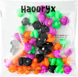 Haooryx 60PCS Halloween Mini Rubber Duckies Bath Toys Colorful Tiny Ducks Squeak Bathtub Float Ducky for Halloween Carnival Game Treat Goodie Gift Toddler Baby Shower Birthday Pool Party Decoration