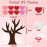 Haooryx 24 Pack Tree of Hearts Valentine Craft Kit Make Your Own Valentine Tree Hanging Ornaments DIY Valentine's Day Craft Kit Kids Classroom Thankful Art Project Activity Valentines Party Home Decor