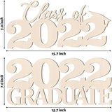 Haooryx 2PCS Class of 2022 Wooden Signs 2022 Graduate Photo Booth Props Senior Congrats Grad Pictures Prop Back to School Hanging Wood Cutout Sign Class Graduation Party Decorative Ornaments