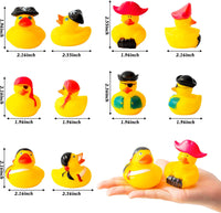 Haooryx 20PCS Pirate Rubber Duckies Toys Novelty Pink Turban Black Triangle Hat Yellow Ducky Decor Bathtub Squeeze Ducks for Kids School Exchange Gift Goodie Filler Baby Shower Birthday Party Favors